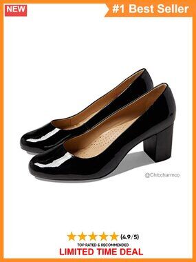 Marc Joseph New York Midtown Leather Pump Block Heel Comfort Slip-On